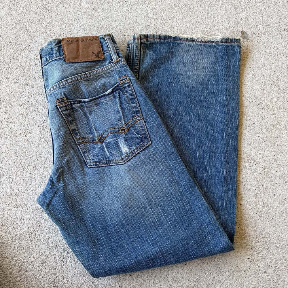 American Eagle Outfitters Men's Distressed Boot Cut Denim Jeans